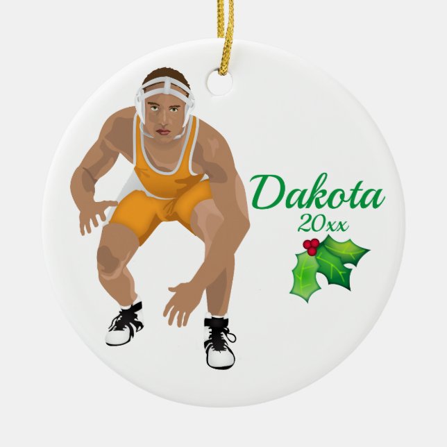 Custom Wrestling Weihnachtsschmuck Gelb (Vorne)
