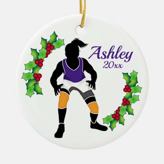 Custom Wrestling Xmas Ornament Purpl - Yellow (Vorne)