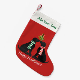 Custom Xmas Black Labradors Kissing Mistletoe Kleiner Weihnachtsstrumpf