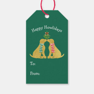 Custom Xmas Golden Retrievers Kissing Mistletoe Geschenkanhänger