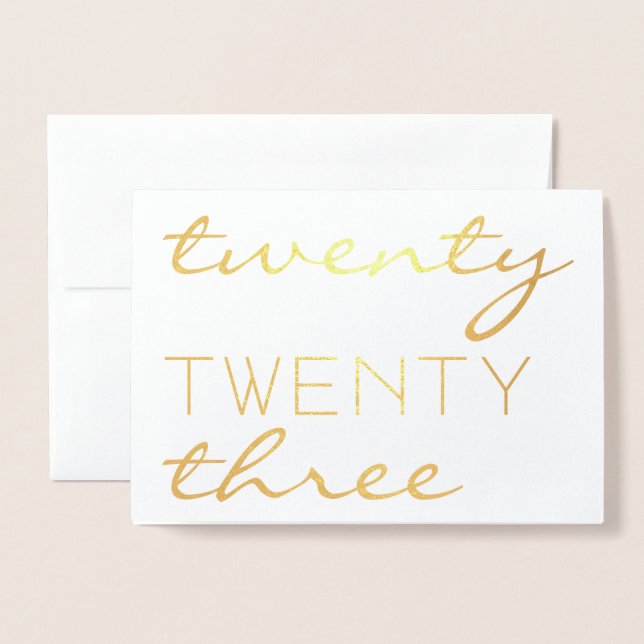 Custom Year 2023 Moderne Typografie Chic Elegant Folienkarte (Vorderseite mit Umschlag)