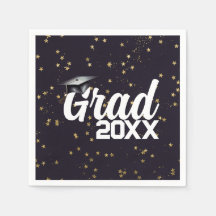 Custom Year Blue Gold Glitzer Graduation Party