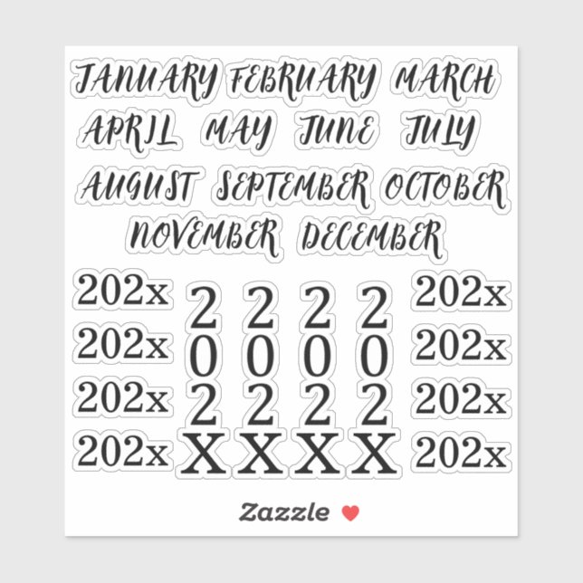 Custom Year Headings Months Bullet Journal Planner Aufkleber (Blatt)