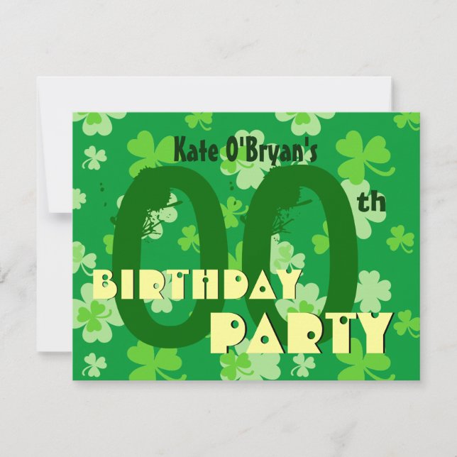 Custom Year Kleeblatts Birthday Party V07 Einladung (Vorderseite)