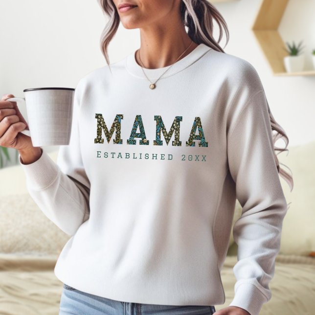 Custom Year - Mama Blue Florals Sweatshirt (Von Creator hochgeladen)