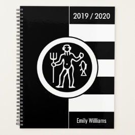 Custom Year Zodiac Sign Aquarius Schwarz-Weiß Planer