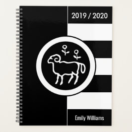 Custom Year Zodiac Sign Aries Schwarz-Weiß Planer