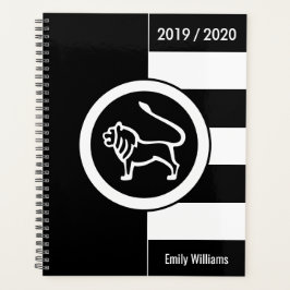Custom Year Zodiac Sign Leo Schwarz und Weiß Planer
