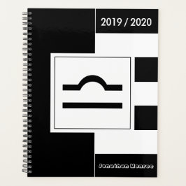 Custom Year Zodiac Sign Libra Schwarz und Weiß Planer