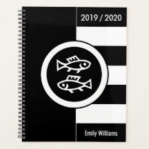 Custom Year Zodiac Sign Pisces Schwarz-Weiß