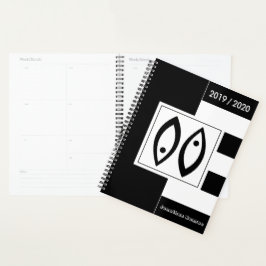 Custom Year Zodiac Sign Pisces Schwarz-Weiß Planer
