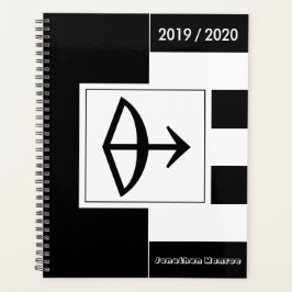 Custom Year Zodiac Sign Sagittarier Schwarz-weiß Planer