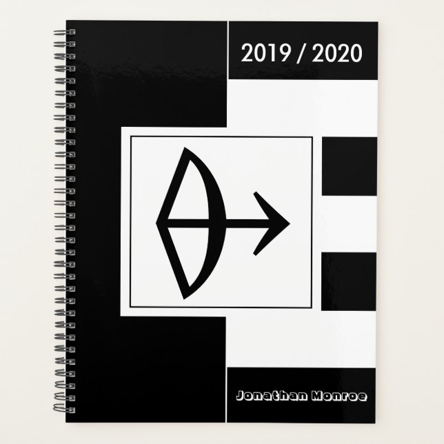 Custom Year Zodiac Sign Sagittarier Schwarz-weiß Planer (Vorderseite)