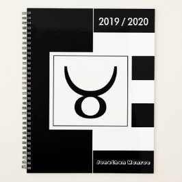 Custom Year Zodiac Signing Taurus Schwarz-Weiß Planer