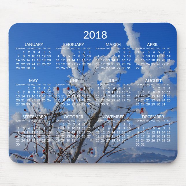Custom Yearly Calendar 2018 Mouse Pads Winter Mousepad (Vorne)