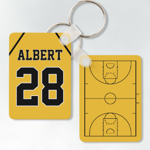 Custom Yellow & Black Basketball Court and Jersey Schlüsselanhänger