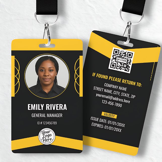 Custom Yellow Black Graphic Design Employee ID  Ausweis (Custom Yellow Black Graphic Design Employee ID Badge)
