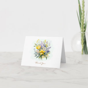 Custom Yellow Blue Floral Dankeschön Karte Klein