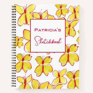 Custom Yellow Butterfly Sketchbook Notizbuch