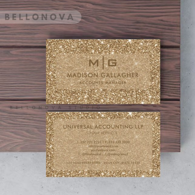 Custom Yellow Gold Glitzer Beruflich Visitenkarte (Custom Yellow Gold Glitter Professional Business Card)