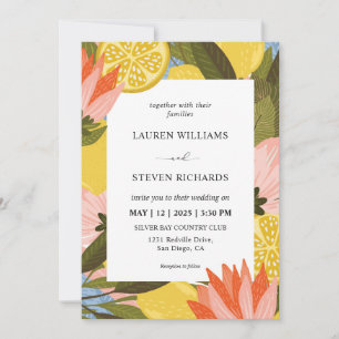 Custom Yellow Lemon Blüte Extravagante Hochzeit Einladung