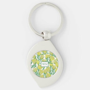Custom Yellow Original Art Floral Design Schlüssel Schlüsselanhänger