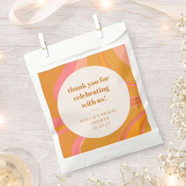 Custom Yellow Pink Marble Bridal Shower Thank You Geschenktütchen (Ausgeschnitten)