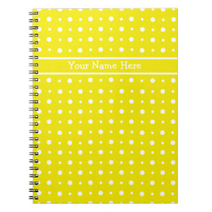 Custom Yellow Spiral Notebook, White Polka Dots Notizblock