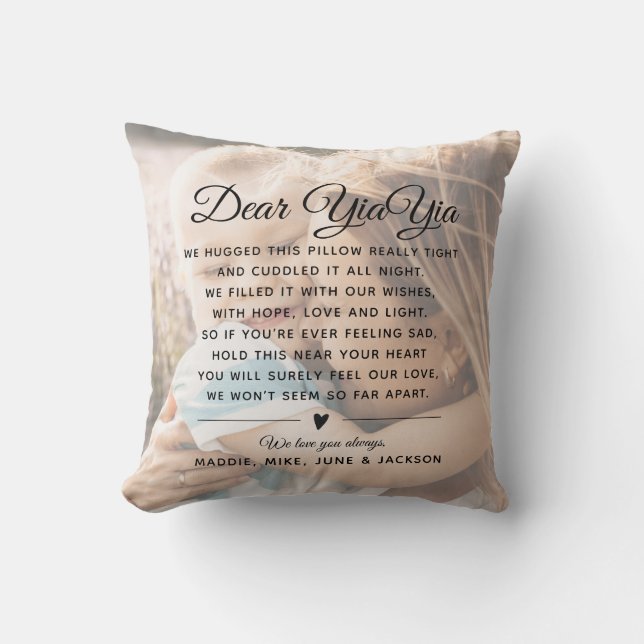 Custom YiaYia Message Foto Modern Mother's Day Kissen (Vorderseite)
