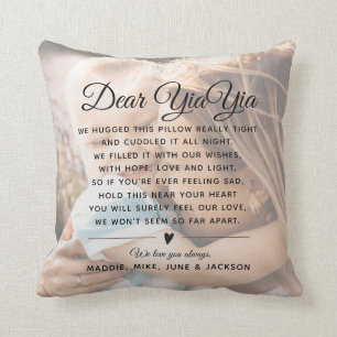 Custom YiaYia Message Foto Modern Mother's Day Kissen