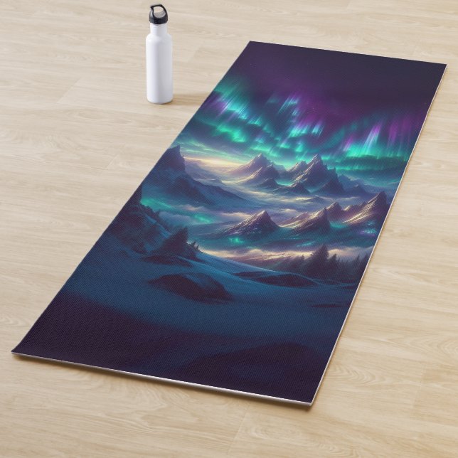 Custom Yoga Mat – Fantasy Aurora Mountain Landscap Yogamatte (Beispiel)