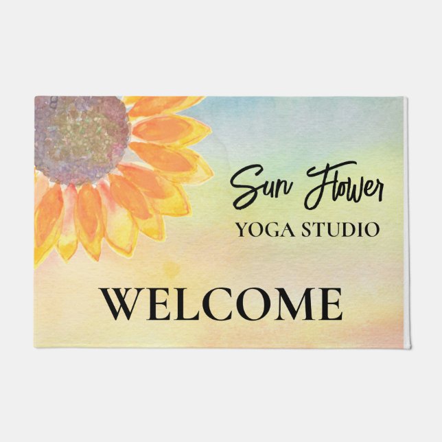 Custom Yoga Studio Sunflower Doormat Fußmatte (Vorderseite)