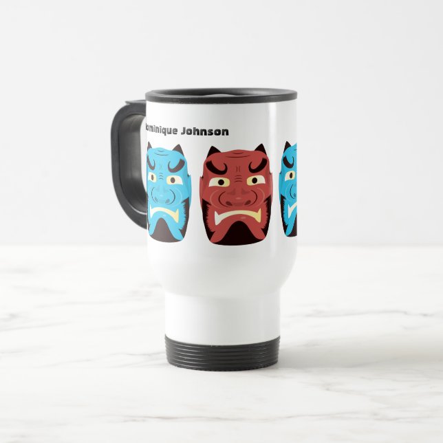 Custom Yokai Oni (japanischer Dämon) Reisebecher (Vorderseite Links)