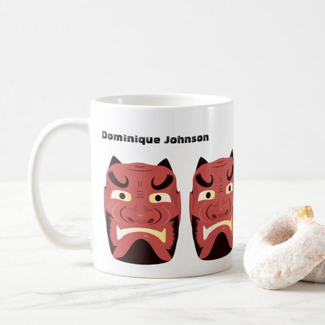 Custom Yokai Oni (japanischer Dämon) Tasse (Mit Donut)