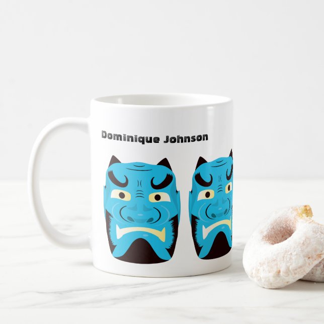Custom Yokai Oni (japanischer Dämon) Tasse (Mit Donut)