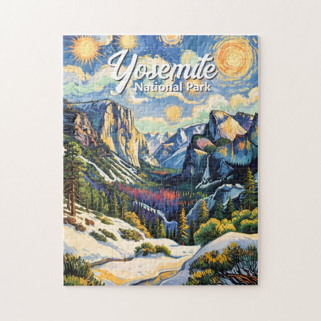 Custom Yosemite Tunnel View Winter Van Gogh Style (Vertikal)