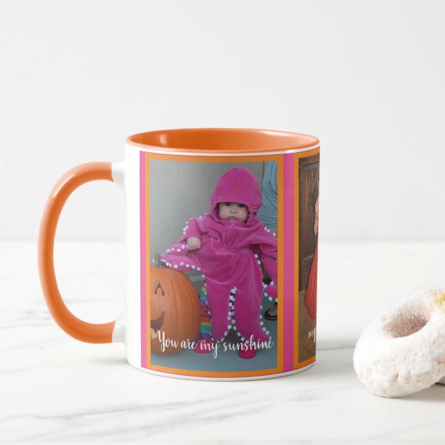 Custom "You are my sunshine" Happy Foto Template Tasse (Mit Donut)