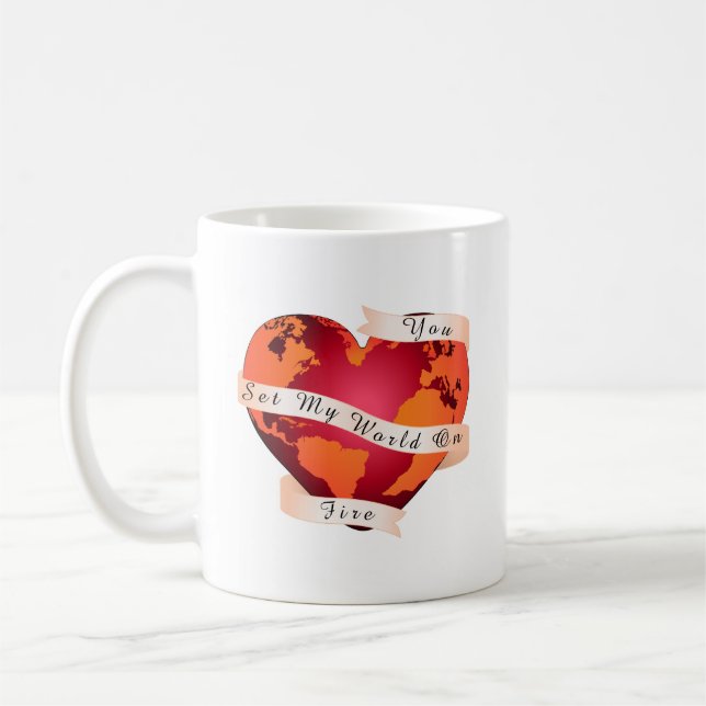 Custom YOU SET my WORLD on FIRE Red Earth Ribbon Kaffeetasse (Links)