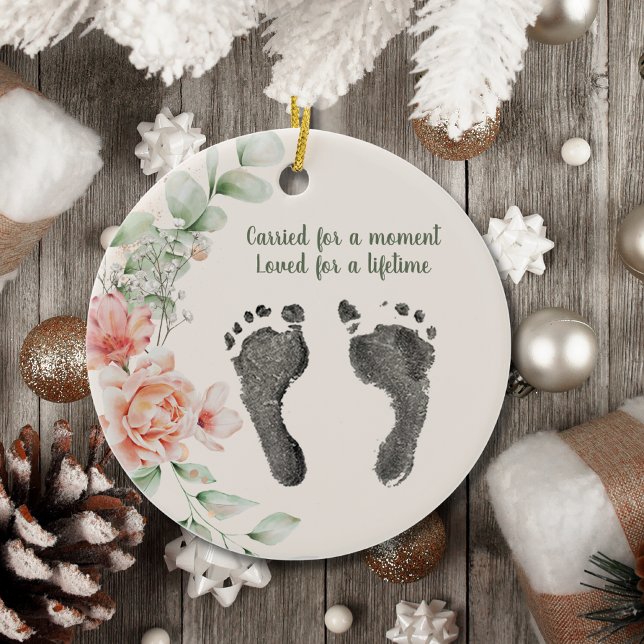 Custom Your Baby's Foot Prints Bloral Tribute Keramik Ornament (Von Creator hochgeladen)
