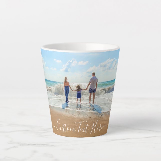 Custom Your Favorite Photo Latte Mug with Text Milchtasse (Vorderseite)
