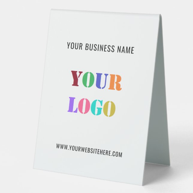 Custom Your Logo and Text Business Table Tent Sign Tischaufsteller (Vorderseite)