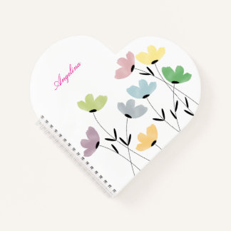 custom your name & initial with wildflowers notizbuch