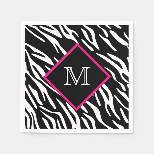 Custom Zebra Print Monogram Napkins Serviette (Vorderseite)