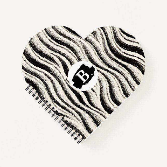 Custom Zebra Stripe Heart Notebook Notizbuch (Vorderseite)