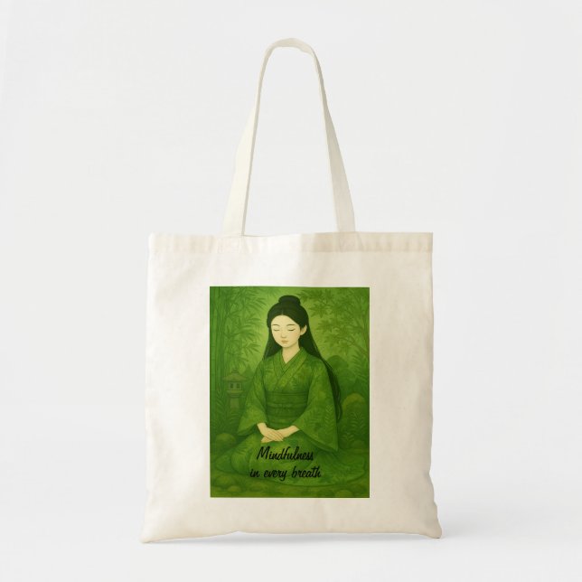 Custom Zen Meditation Whimsical Art Mindfullness Tragetasche (Vorne)