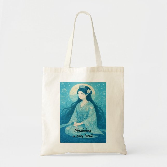 Custom Zen Meditation Whimsical Art Mindfullness Tragetasche (Vorne)