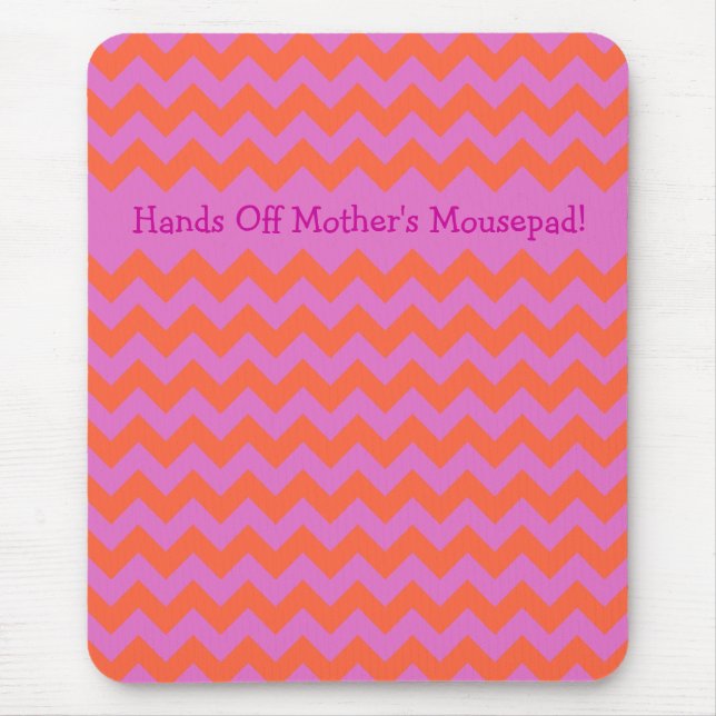 Custom Zigzag Mousepad, Magenta Orange Chevrons Mousepad (Vorne)