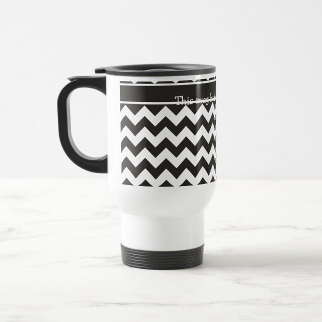 Custom Zigzag Travel Mug, Black and White Chevrons Reisebecher (Links)