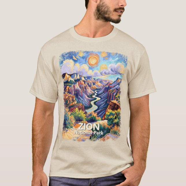 Custom Zion National Park Canyon Sunset Colorful T-Shirt (Vorderseite)