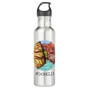 CUSTOM Zion Nationalpark Utah Wasserfarbene Kunst Edelstahlflasche